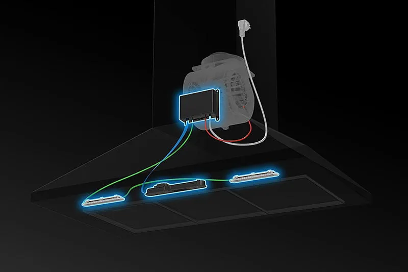 Sense Integral koostuu pääyksiköstä, ilmanvaihdon ohjauksesta, valaistuksen ohjauksesta ja virtalähteestä.