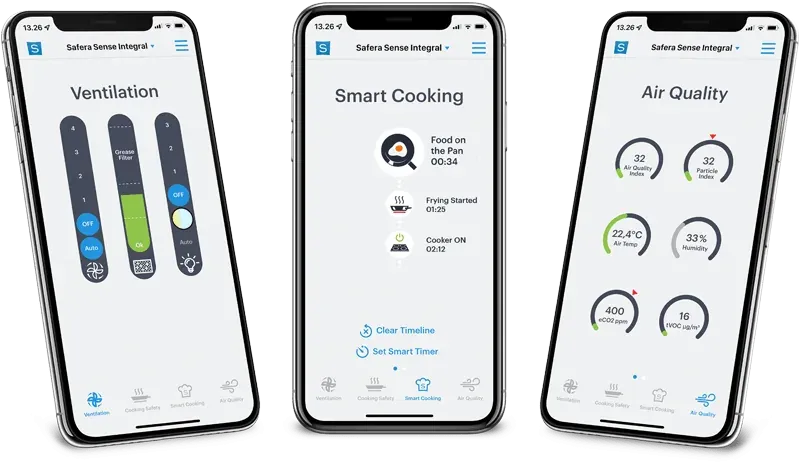 Safera Sense Integral App screens
