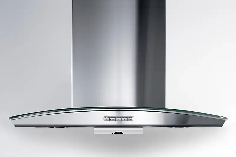 Safera Sense stove guard installed on the bottom of cooker hood