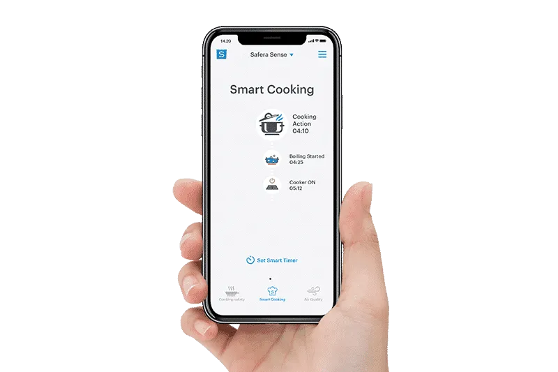 Safera Sense hjelper deg også under matlagingen og setter automatiske tidtakere