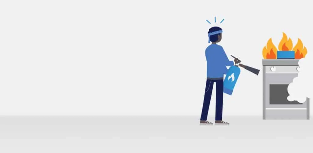 Infografikk om kjøkkenbranner. De fleste branner som oppstår under matlaging skyldes menneskelige feil og kan forebygges med en komfyrvakt