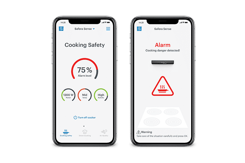 With Safera mobile app for Safera stove guard you can better monitor how safely you are cooking