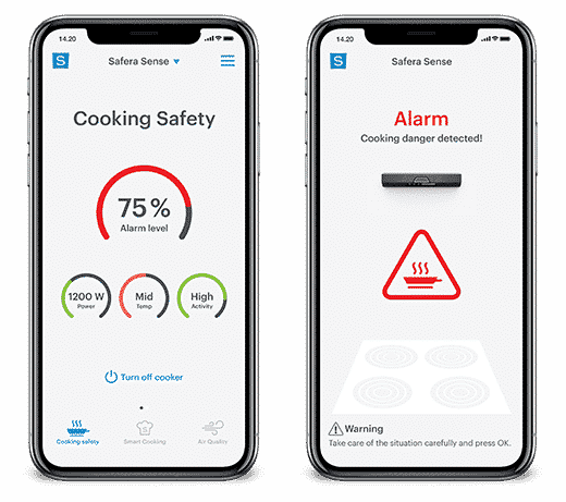 Safera-mobilappen ger ett enkelt sätt att övervaka matlagningssäkerheten – även om du inte är hemma