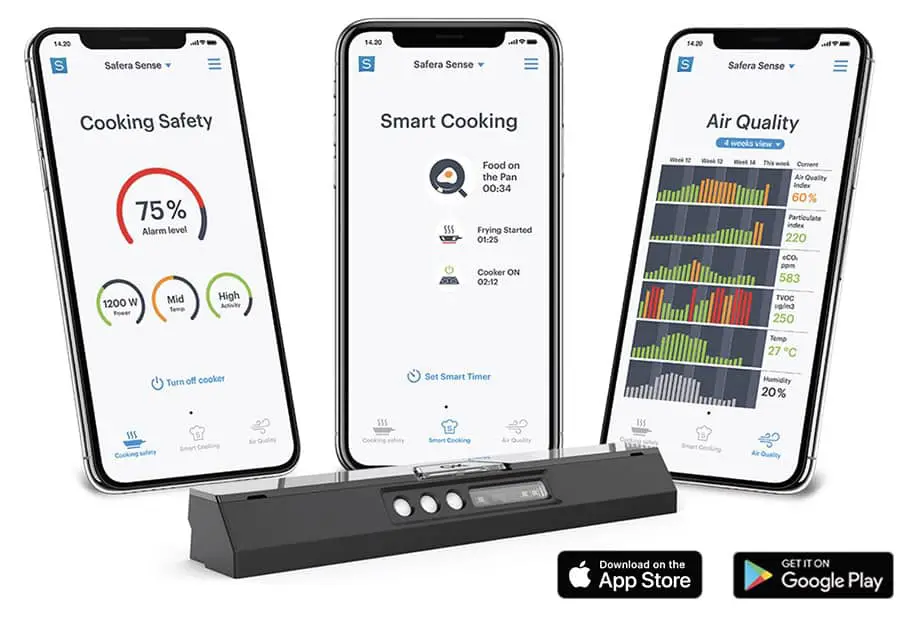 Safera Sense is the only stove guard that prevents cooking fires and helps to maintain better air quality at home - and even helps you to manage timers and pan temperatures easier