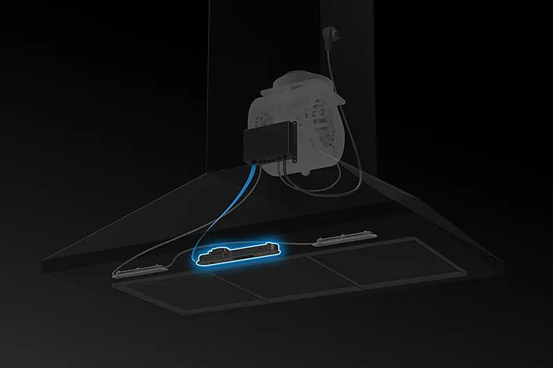 The main unit includes the sensors, user interface, processor and radios.